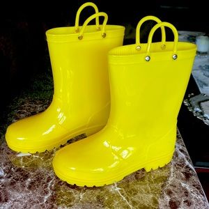 Yellow rain boots